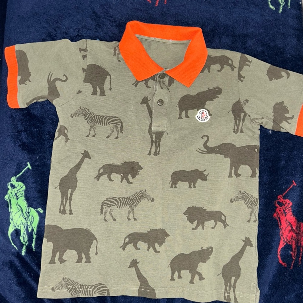 Moncler Kids Animal Print Polo Shirt - Orange Collar